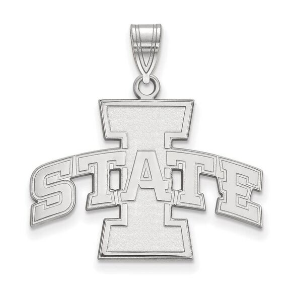 Sterling Silver Iowa State Large ' I STATE' Pendant - Picture 1 of 3